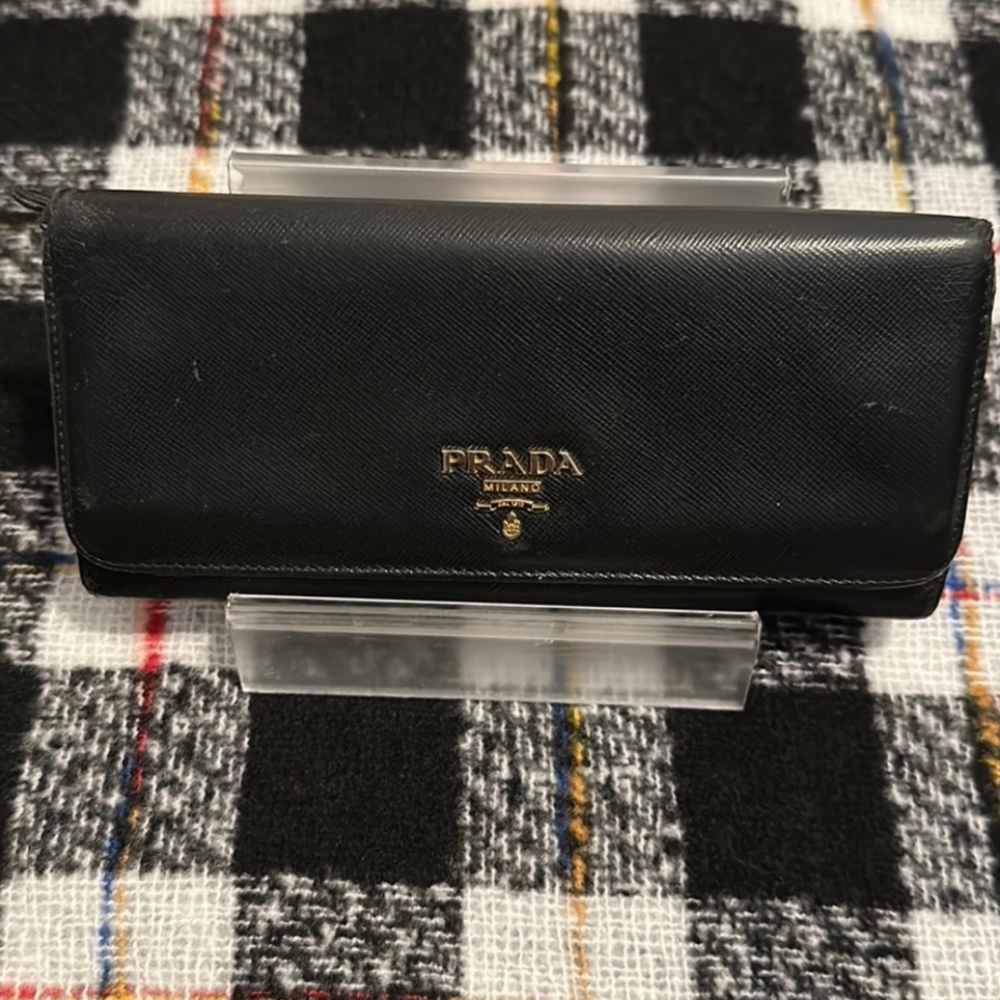 Prada Saffiano Leather Double Snap Long Wallet